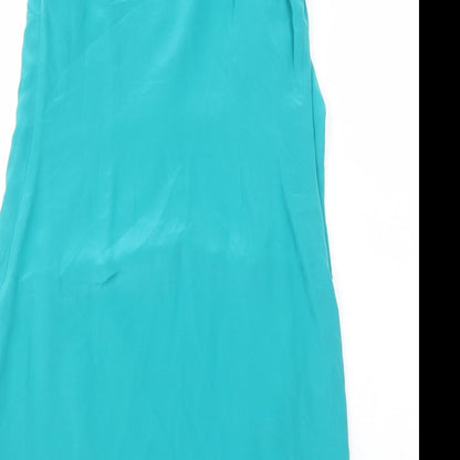 Oasis Womens Blue Polyester A-Line Size 10 One Shoulder Zip