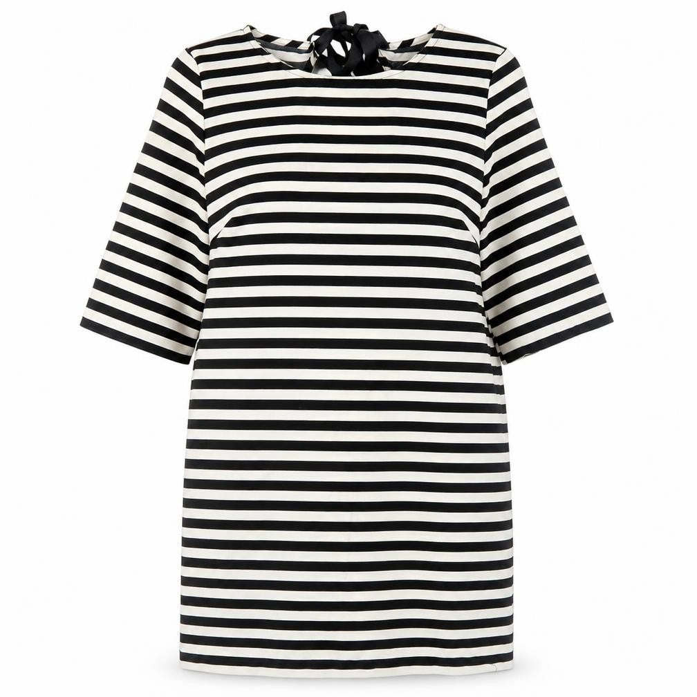 Atmosphere Womens Black Striped Polyester A-Line Size 16 Round Neck Tie