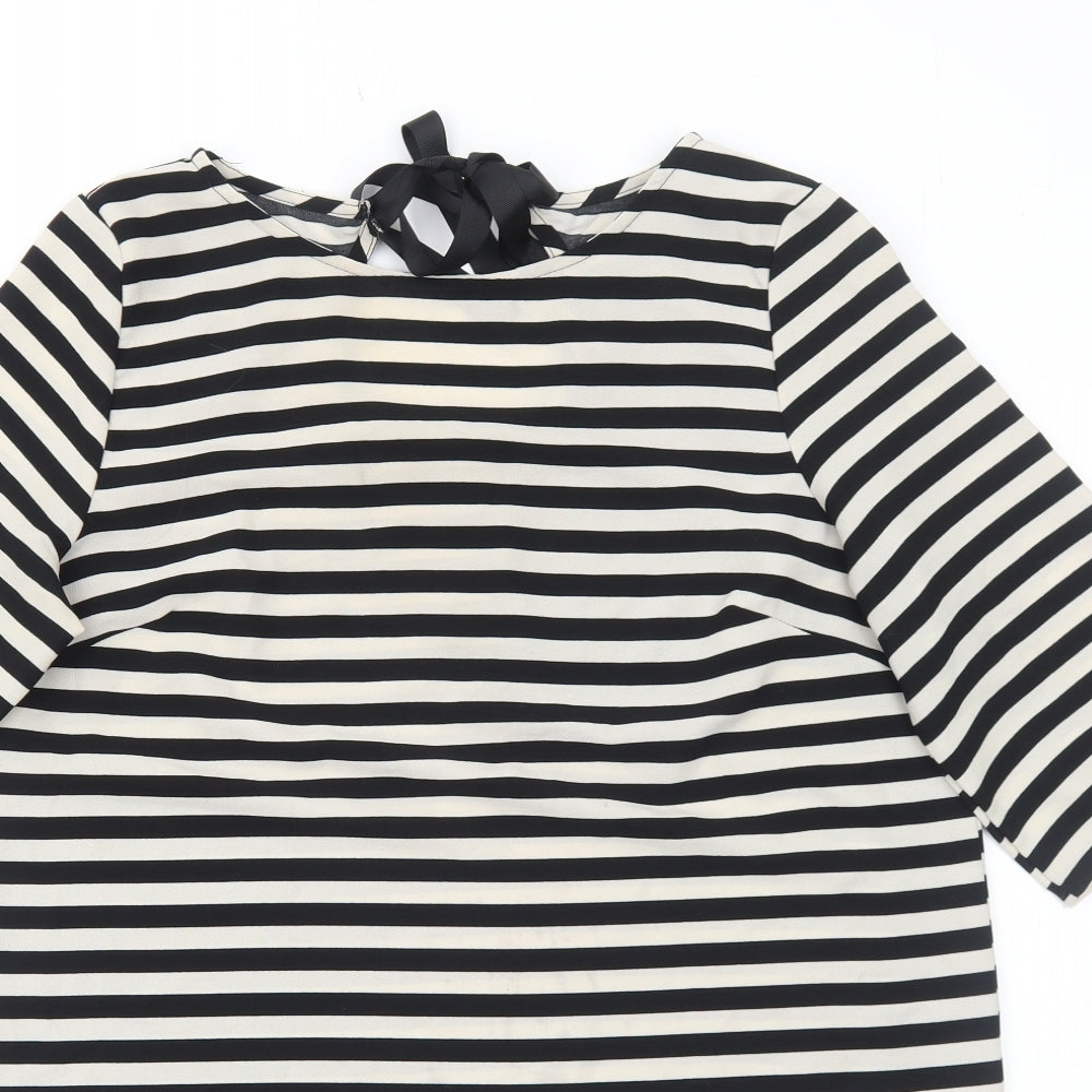 Atmosphere Womens Black Striped Polyester A-Line Size 16 Round Neck Tie