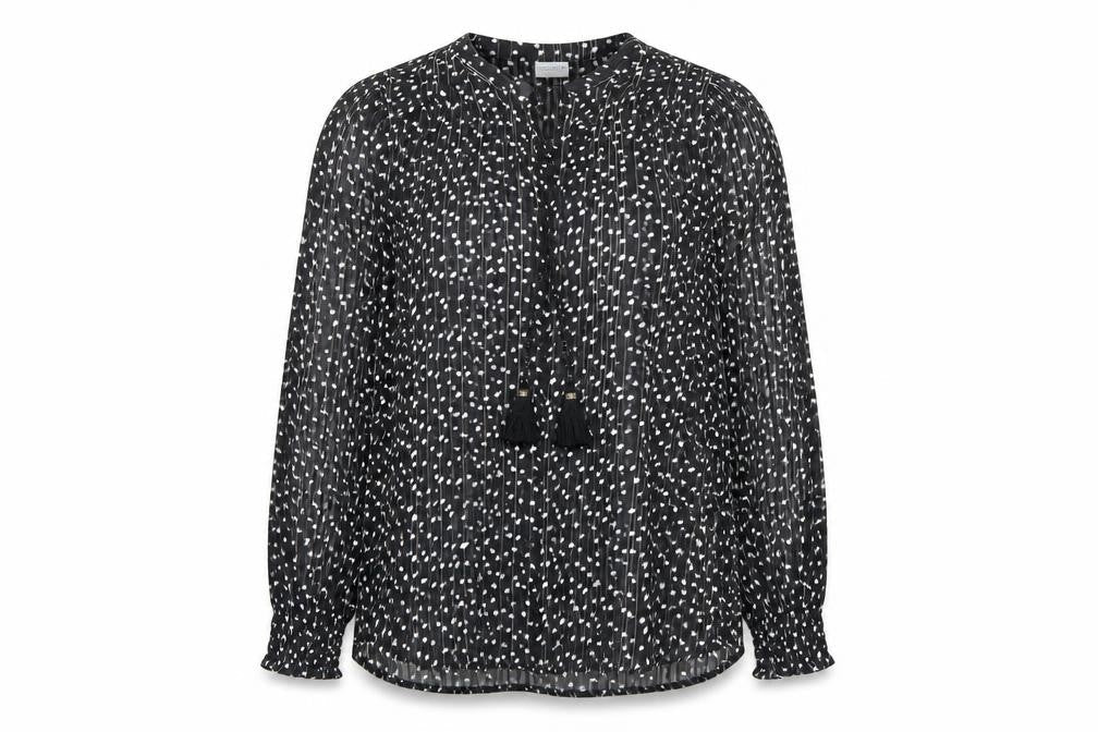 Together Womens Black Geometric Polyester Basic Blouse Size 12 Round Neck