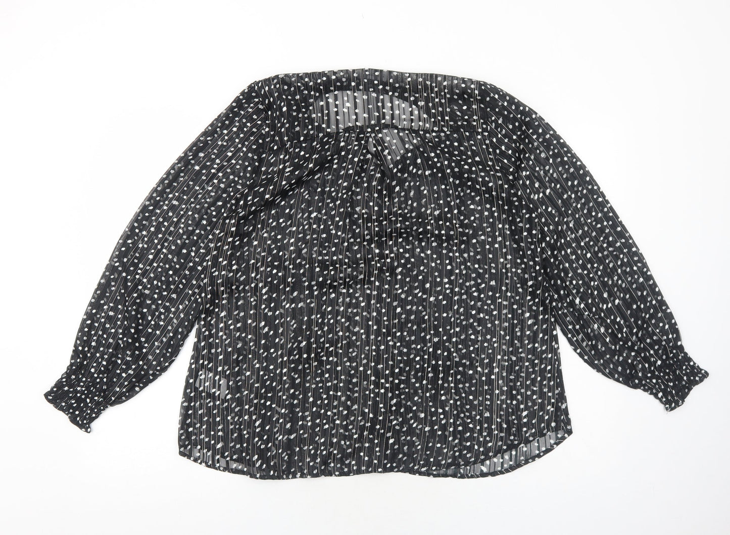 Together Womens Black Geometric Polyester Basic Blouse Size 12 Round Neck