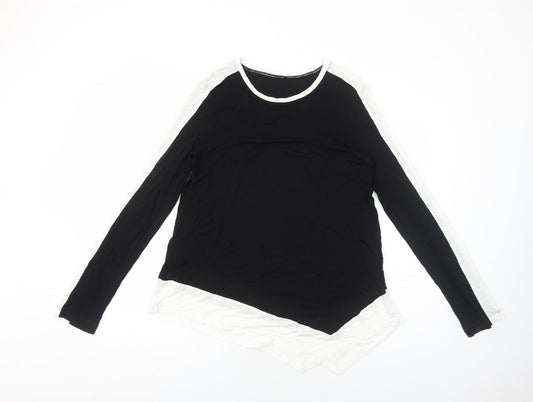 Preworn Womens Black Polyester Basic T-Shirt Size M Round Neck