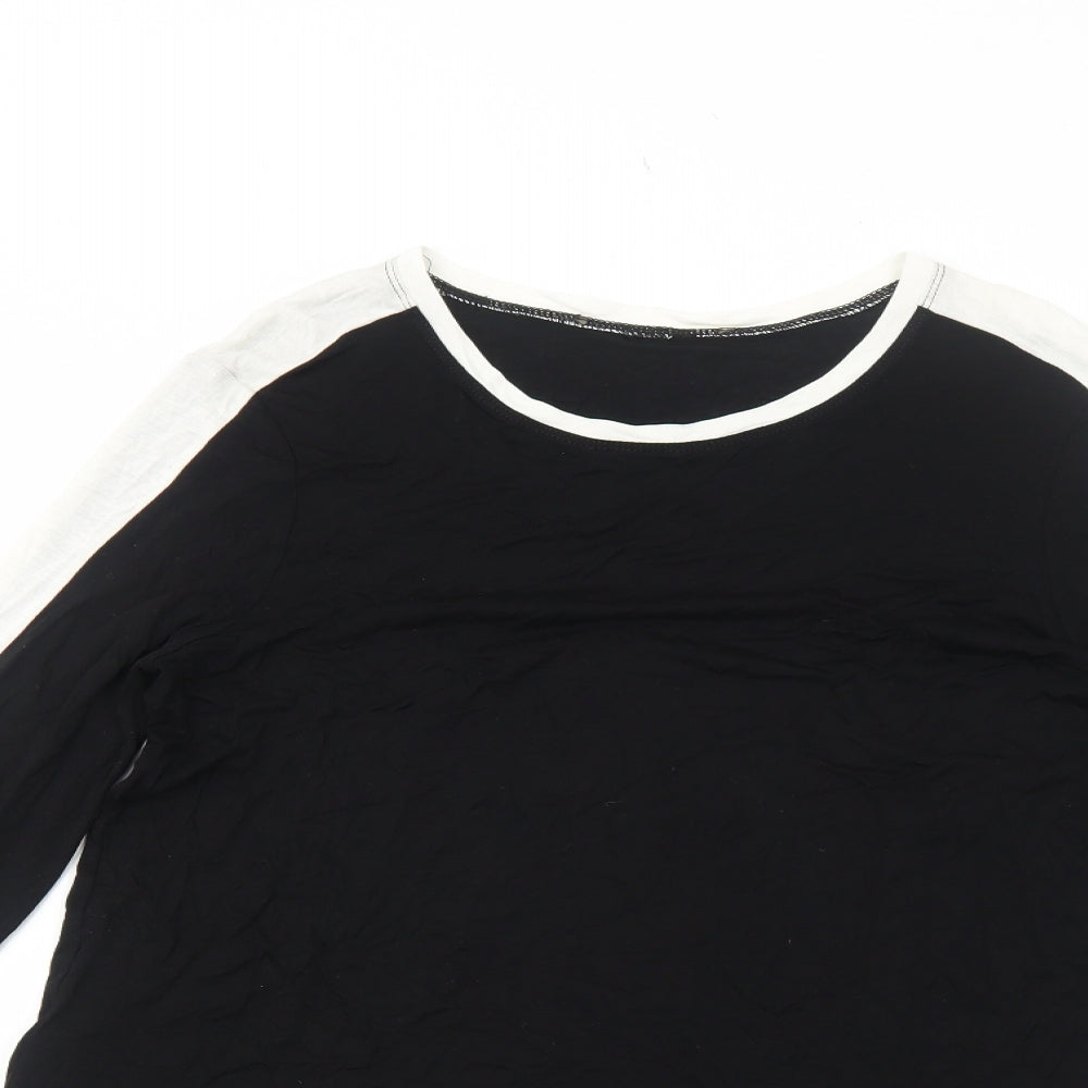 Preworn Womens Black Polyester Basic T-Shirt Size M Round Neck