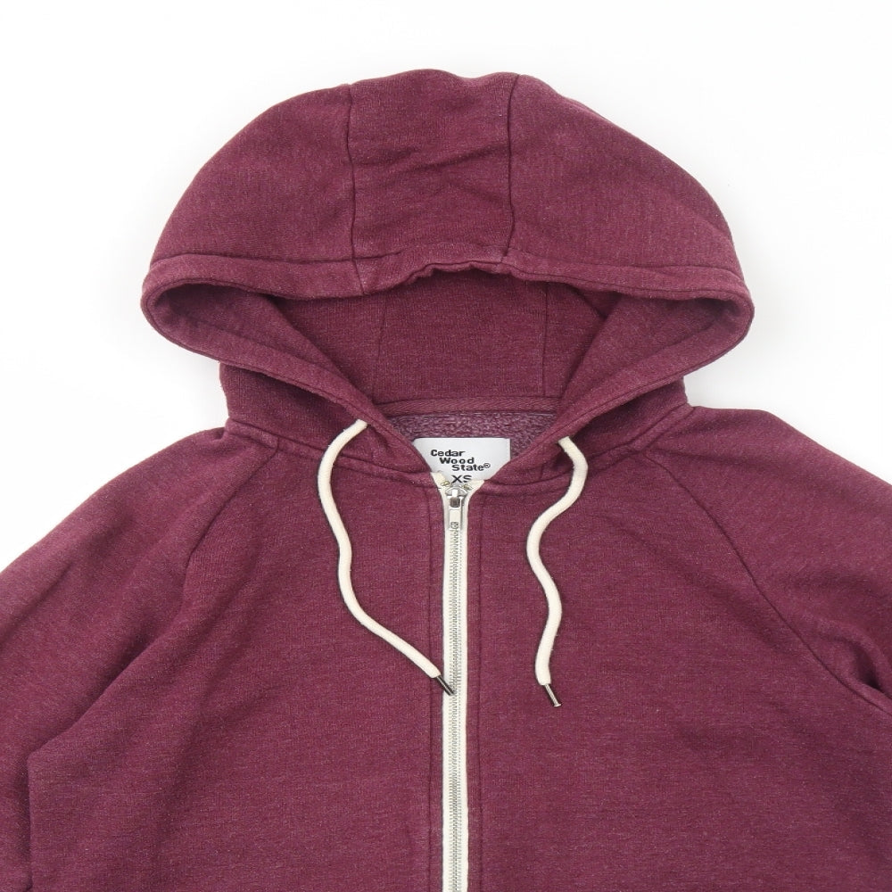 Cedar Wood State Mens Purple Cotton Full Zip Hoodie Size XS