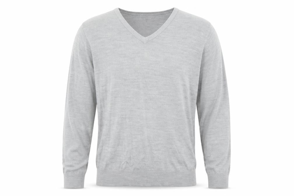 Marks & Spencer Mens Grey V-Neck Acrylic Pullover Jumper Size L Long Sleeve