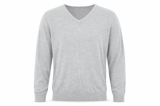 Marks & Spencer Mens Grey V-Neck Acrylic Pullover Jumper Size L Long Sleeve