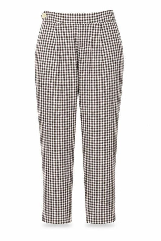 ASOS Womens Brown Check Cotton Trousers Size 6 Regular Zip