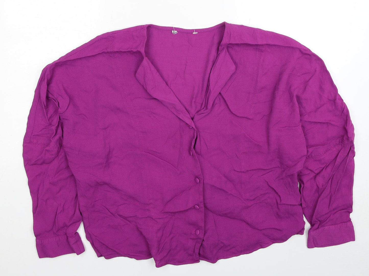 NEXT Womens Purple Viscose Basic Blouse Size 14 V-Neck