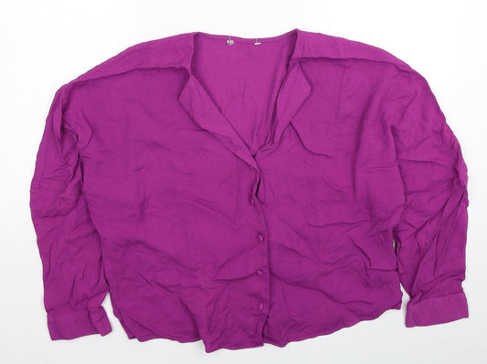 NEXT Womens Purple Viscose Basic Blouse Size 14 V-Neck