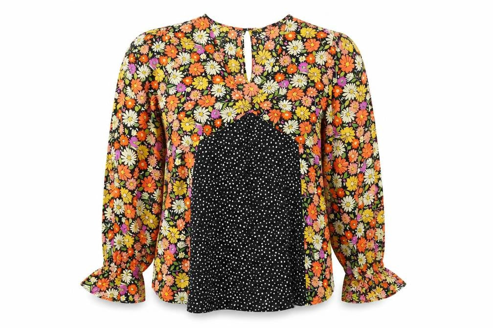 Boohoo Womens Multicoloured Floral Polyester Basic Blouse Size 10 V-Neck