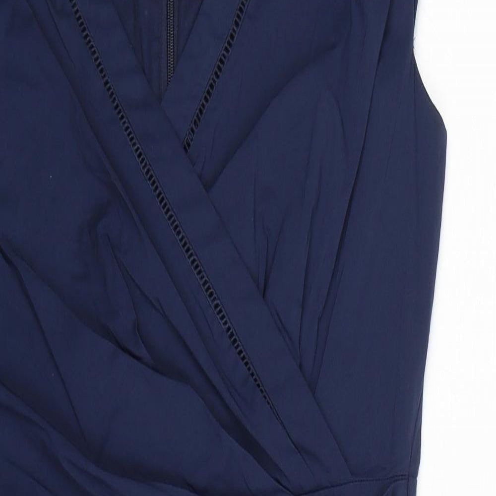 Coast Womens Blue Cotton A-Line Size 12 V-Neck Zip