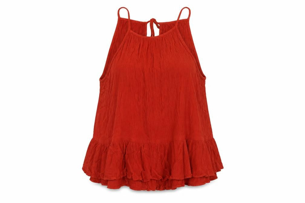 ASOS Womens Red Viscose Basic Tank Size 14 Round Neck