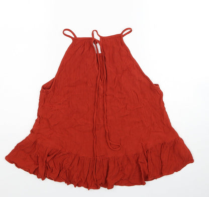 ASOS Womens Red Viscose Basic Tank Size 14 Round Neck