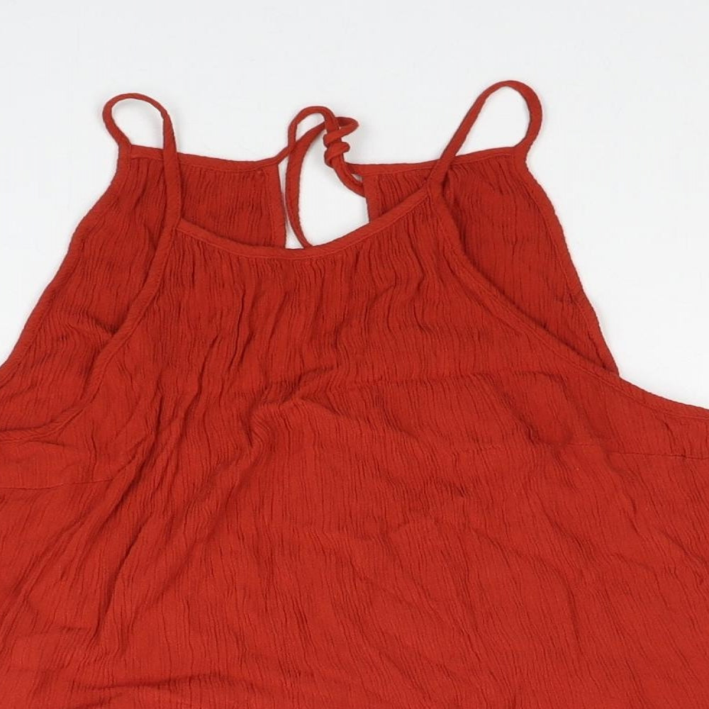 ASOS Womens Red Viscose Basic Tank Size 14 Round Neck