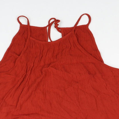 ASOS Womens Red Viscose Basic Tank Size 14 Round Neck