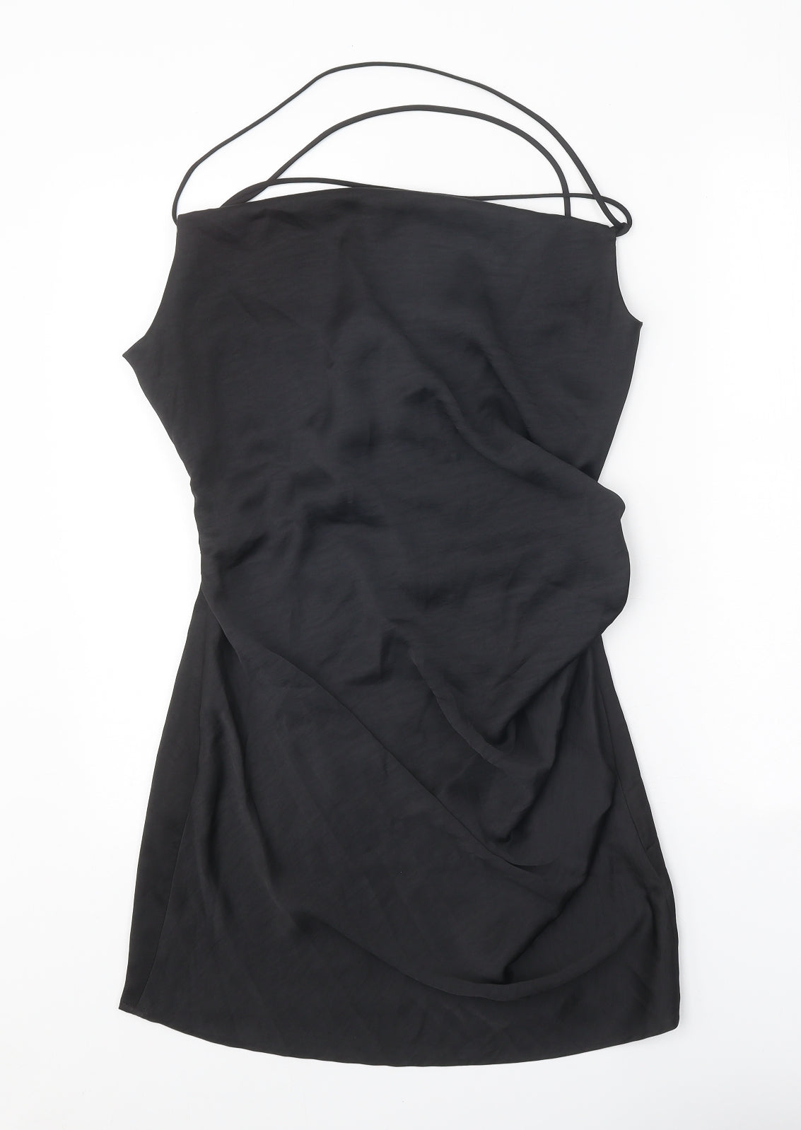 Zara Womens Black Polyester A-Line Size M Cowl Neck Zip
