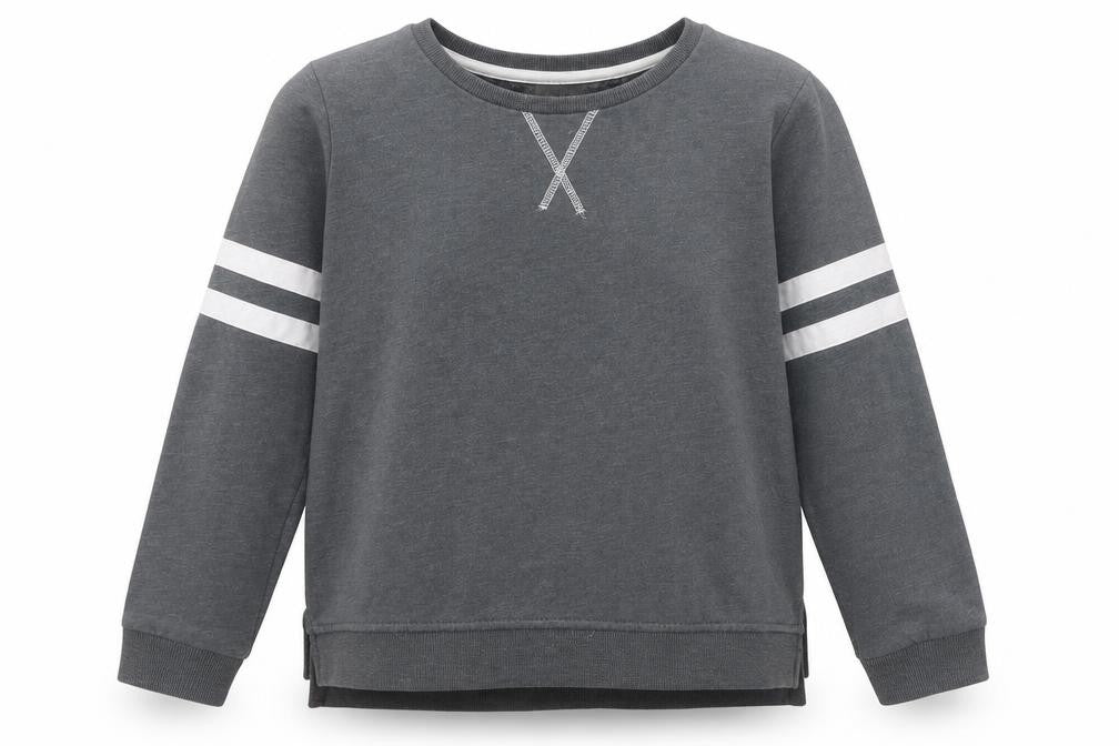NEXT Girls Grey Cotton Pullover Sweatshirt Size 12 Years Pullover - Stripe Detail