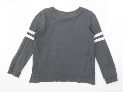 Next Girls Grey Cotton Pullover Sweatshirt Size 12 Years Pullover - Stripe Detail