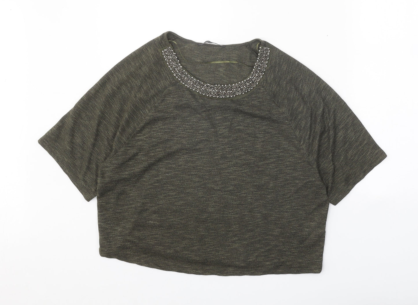 Atmosphere Womens Green Viscose Basic T-Shirt Size 10 Round Neck