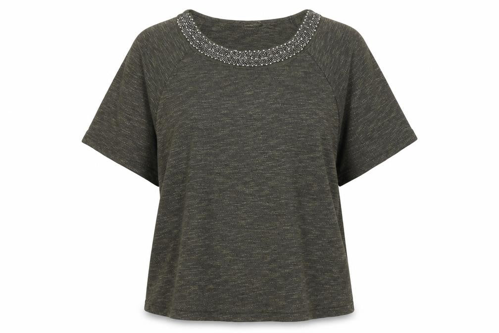Atmosphere Womens Green Viscose Basic T-Shirt Size 10 Round Neck
