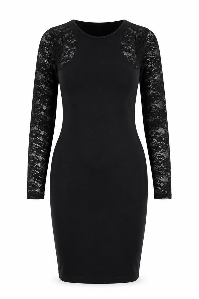 H&M Womens Black Cotton Bodycon Size M Round Neck Pullover