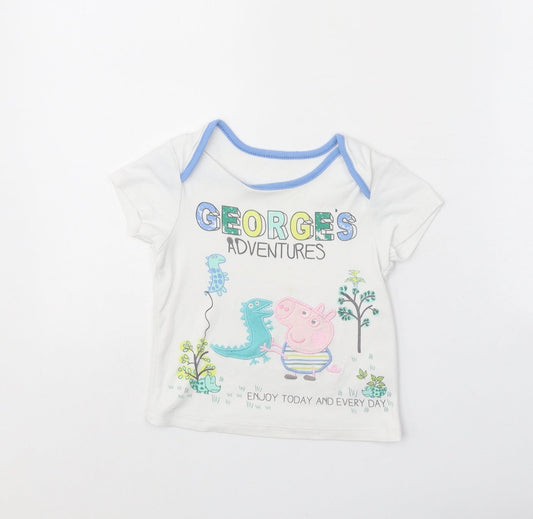 Nutmeg Baby White 100% Cotton Pullover T-Shirt Size 18-24 Months Boat Neck Pullover - Peppa Pig