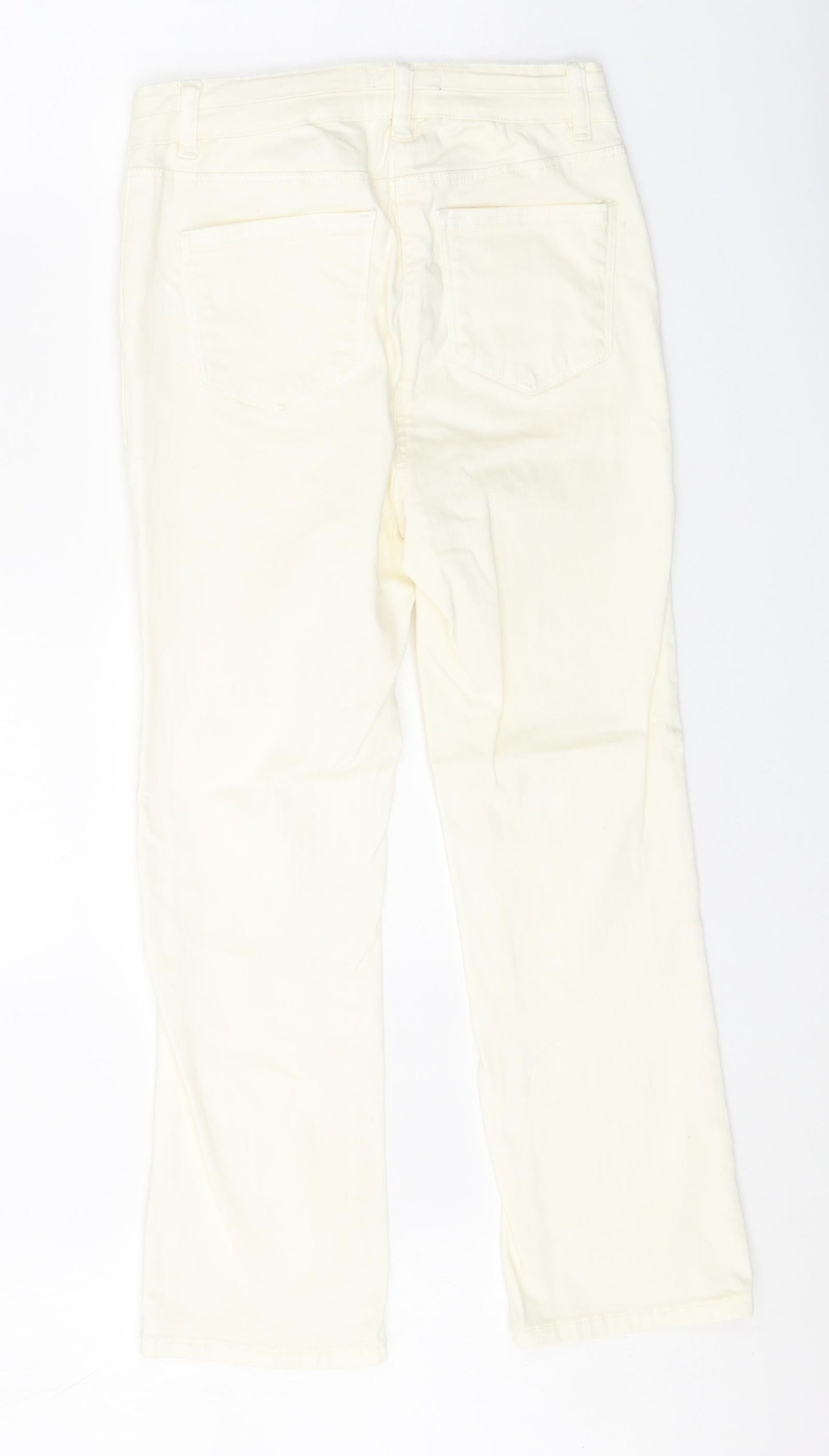 Papaya Womens Ivory Cotton Straight Jeans Size 10 Regular Zip