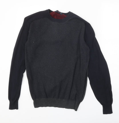 Additional front view of Easy men’s grey crew neck cotton jumper, size M, long sleeve