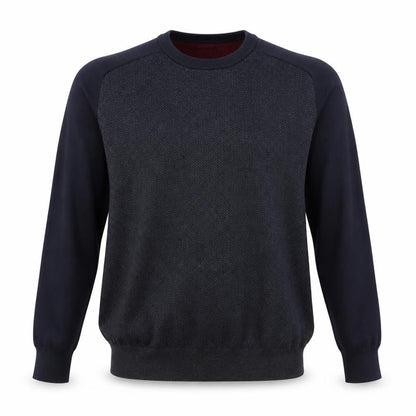 Front view of Easy men’s grey crew neck cotton jumper, size M, long sleeve