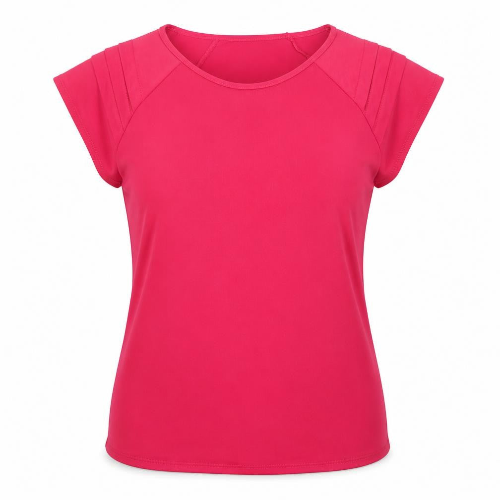 Saloos Womens Pink Polyester Basic T-Shirt Size 16 Boat Neck