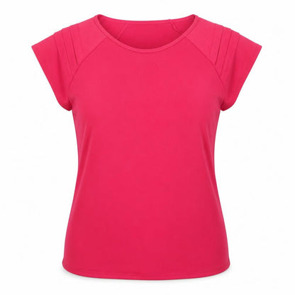 Saloos Womens Pink Polyester Basic T-Shirt Size 16 Boat Neck