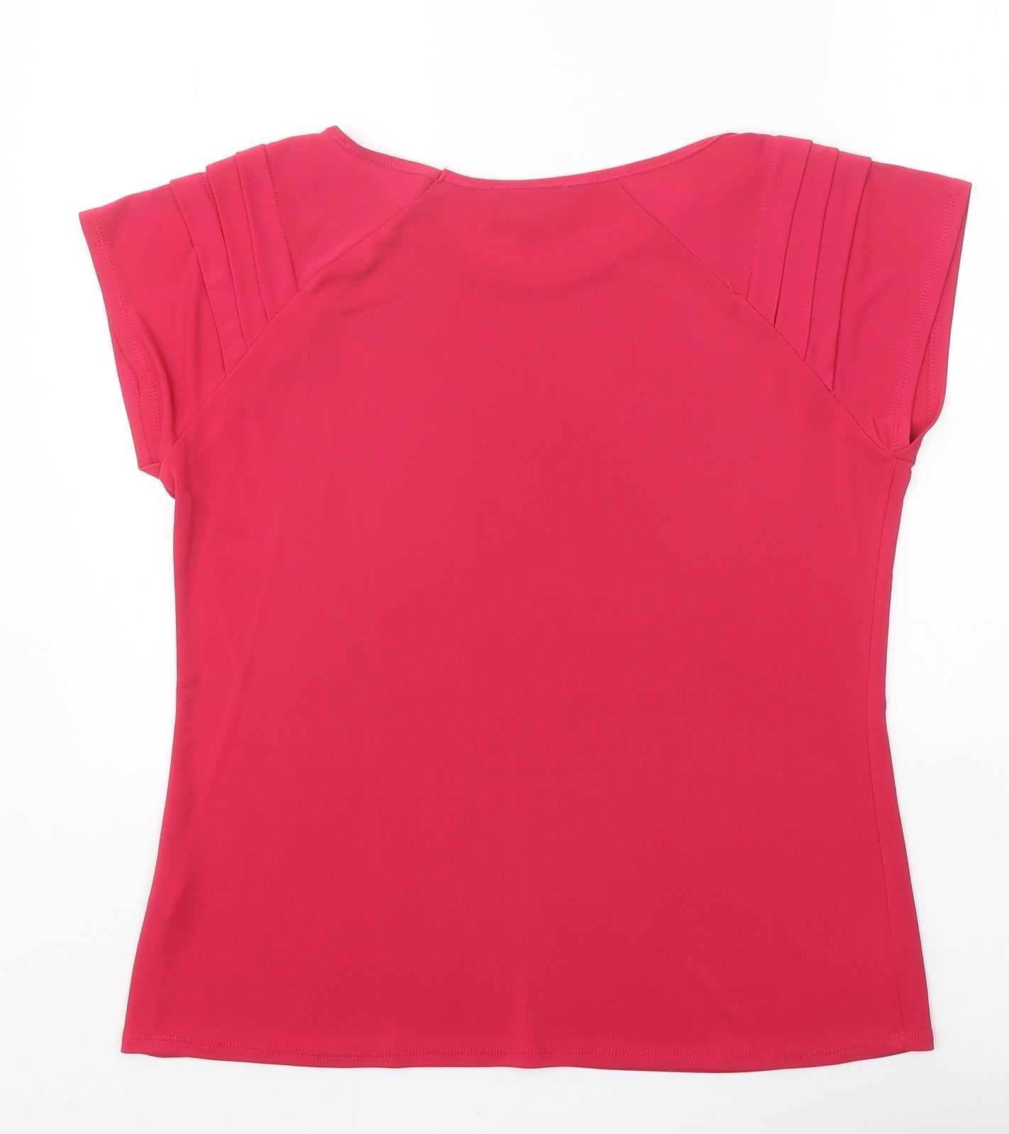 Saloos Womens Pink Polyester Basic T-Shirt Size 16 Boat Neck