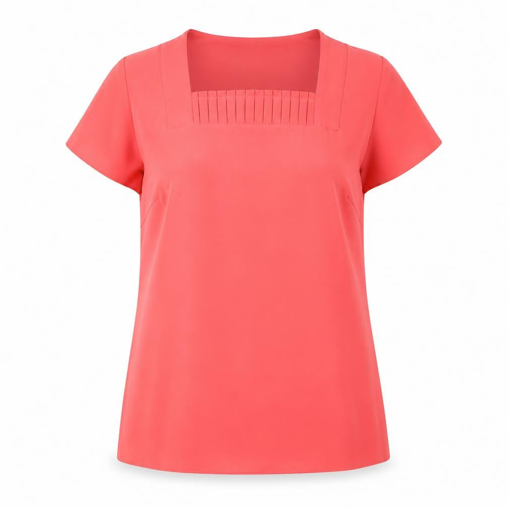 Wardrobe Womens Pink Polyester Basic T-Shirt Size 14 Square Neck
