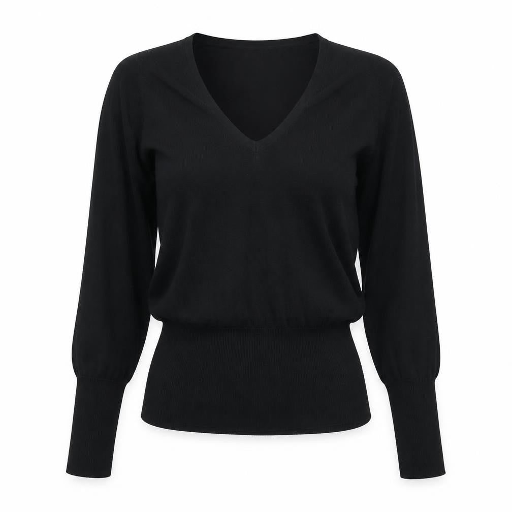 Zara Womens Black Viscose Basic Blouse Size S V-Neck
