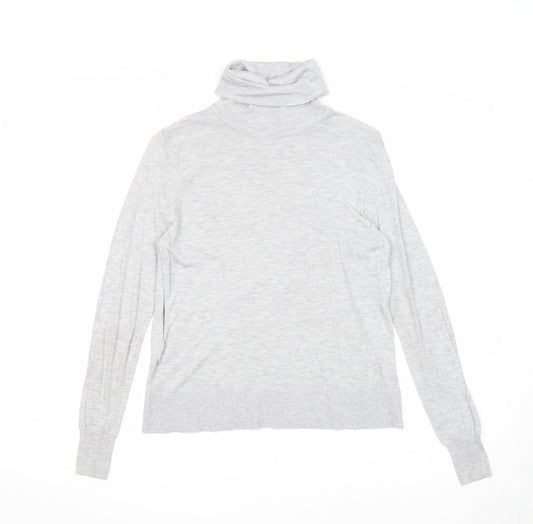Zara Womens Grey Roll Neck Modal Pullover Jumper Size M