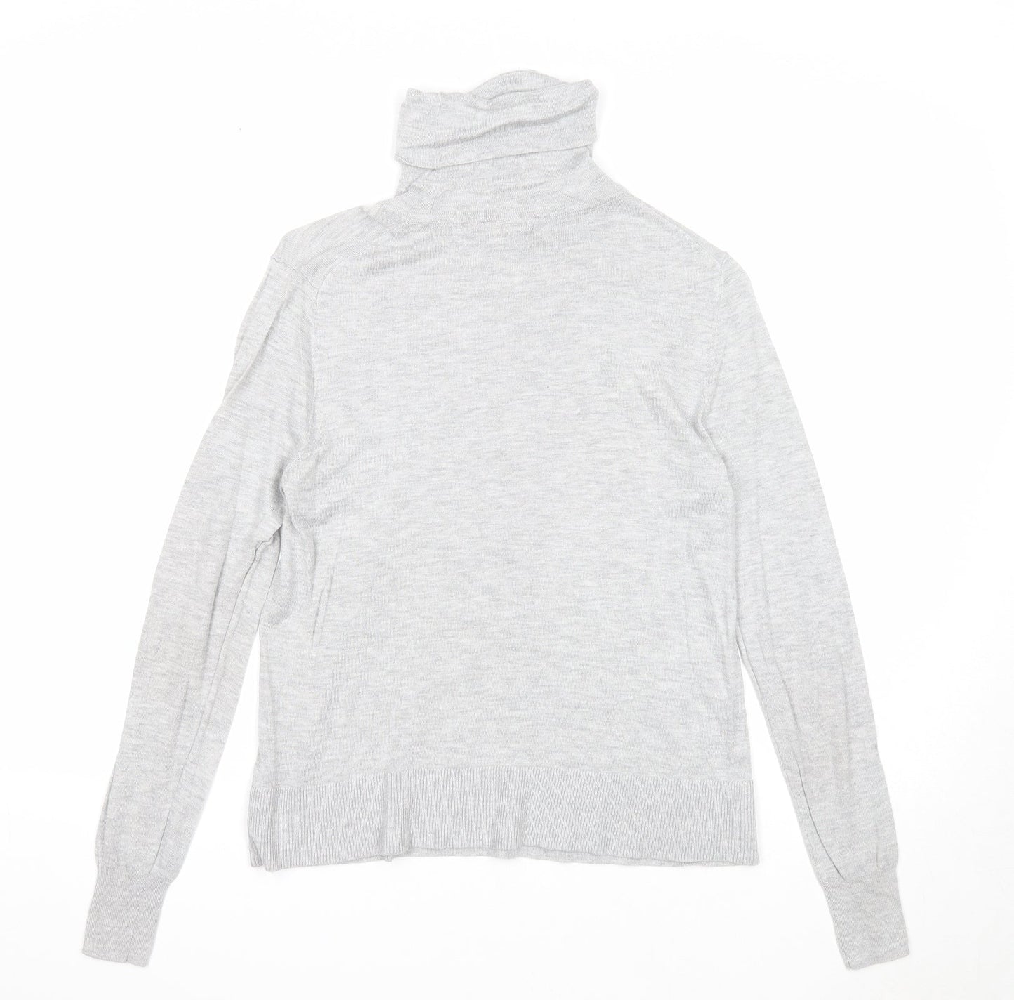 Zara Womens Grey Roll Neck Modal Pullover Jumper Size M