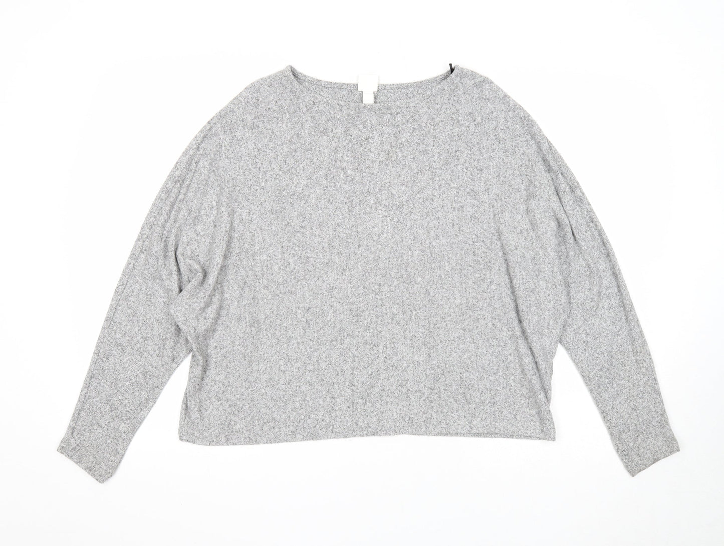 H&M Womens Grey Scoop Neck Viscose Pullover Jumper Size L