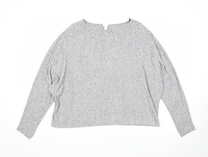 H&M Womens Grey Scoop Neck Viscose Pullover Jumper Size L