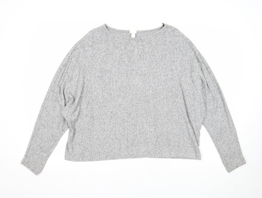 H&M Womens Grey Scoop Neck Viscose Pullover Jumper Size L