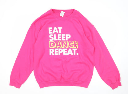 Preloved Gildan Womens Pink Cotton Pullover Sweatshirt Size M Pullover - Eat Sleep Dance Repeat. - Front
