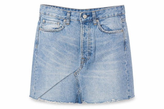 H&M Womens Blue Cotton A-Line Skirt Size 8 Zip