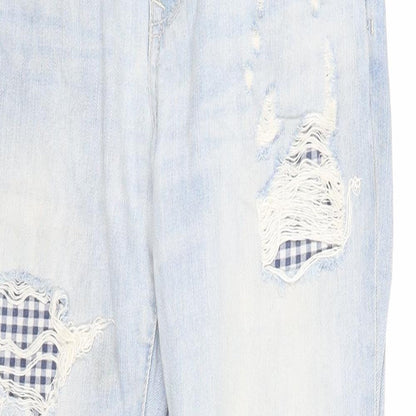 Mango Womens Blue Cotton Straight Jeans Size 4 Regular Zip