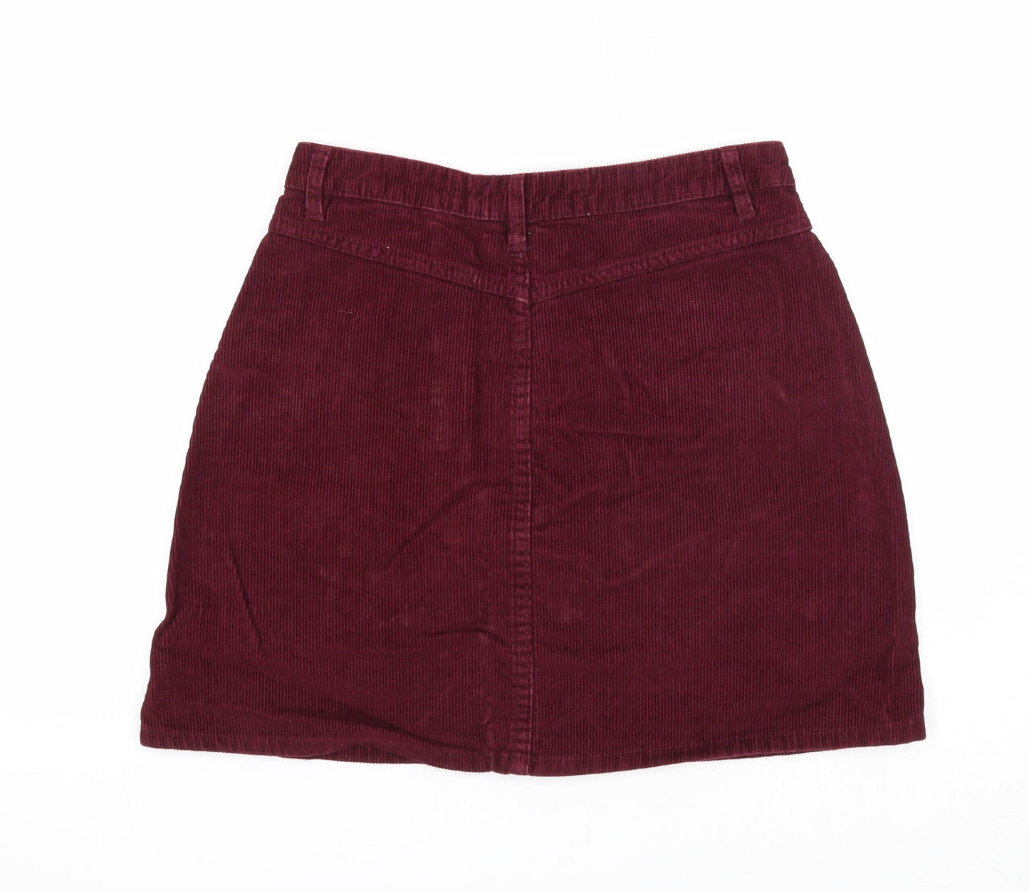 Denim & Co. Womens Purple Cotton A-Line Skirt Size 8 Zip