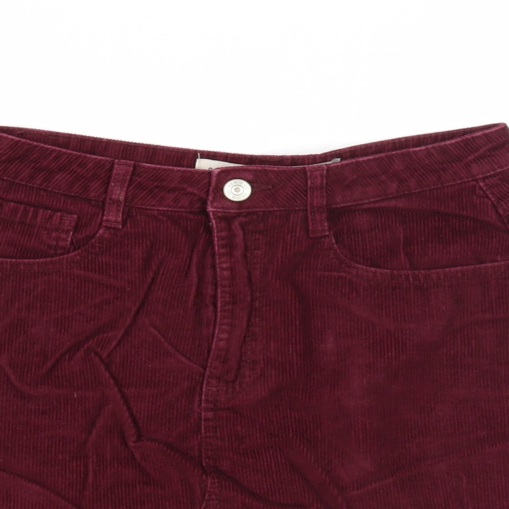 Denim & Co. Womens Purple Cotton A-Line Skirt Size 8 Zip