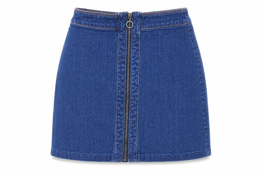 H&M Womens Blue Cotton A-Line Skirt Size 6 Zip