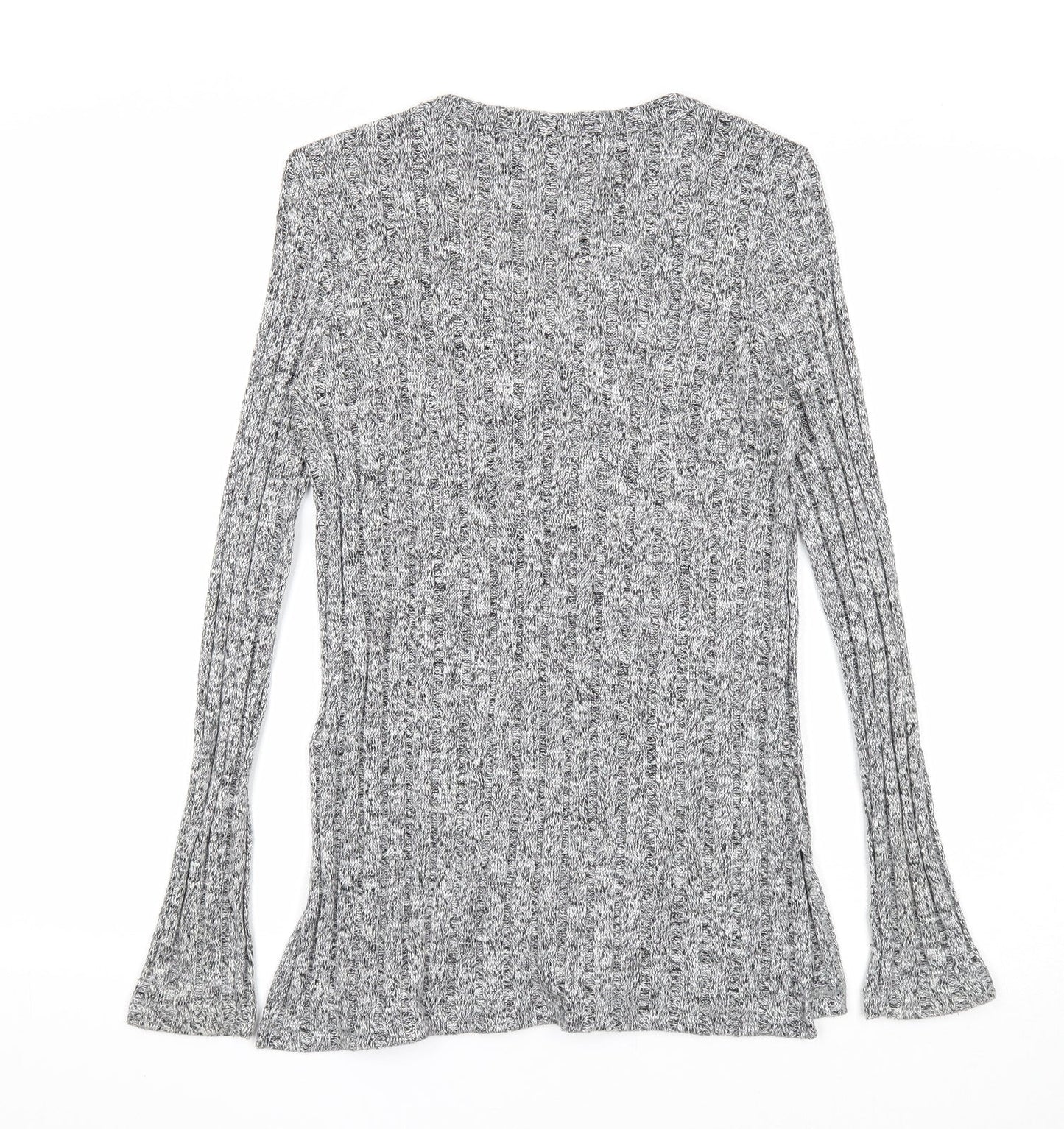 Topshop Womens Grey V-Neck Acrylic Pullover Jumper Size 6