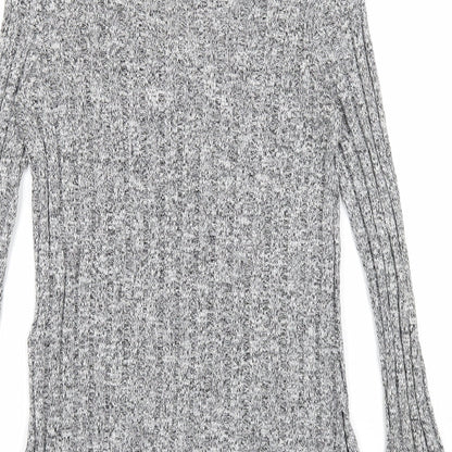 Topshop Womens Grey V-Neck Acrylic Pullover Jumper Size 6