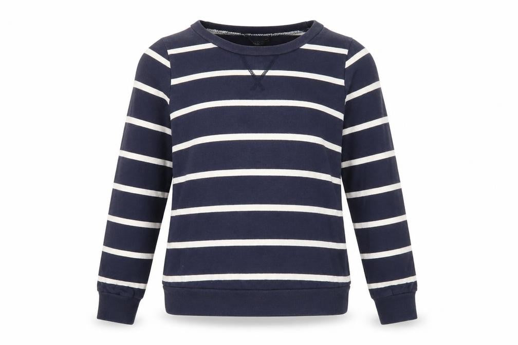 Topshop Womens Blue Striped Cotton Pullover Sweatshirt Size 6 Pullover