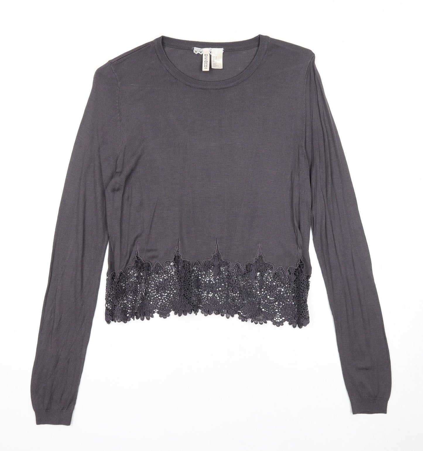 Divided Womens Grey Scoop Neck Polyester Pullover Jumper Size M