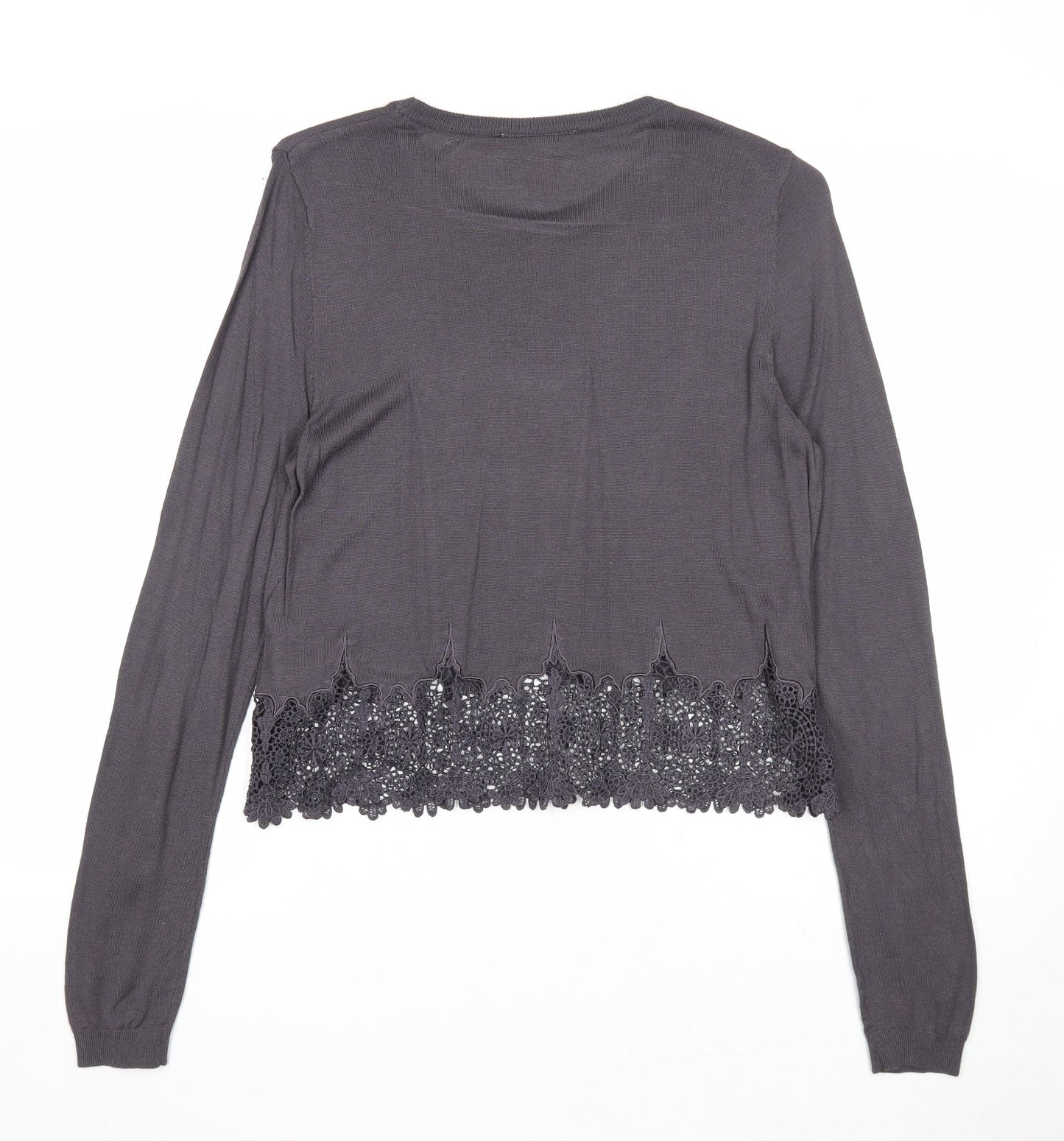 Divided Womens Grey Scoop Neck Polyester Pullover Jumper Size M